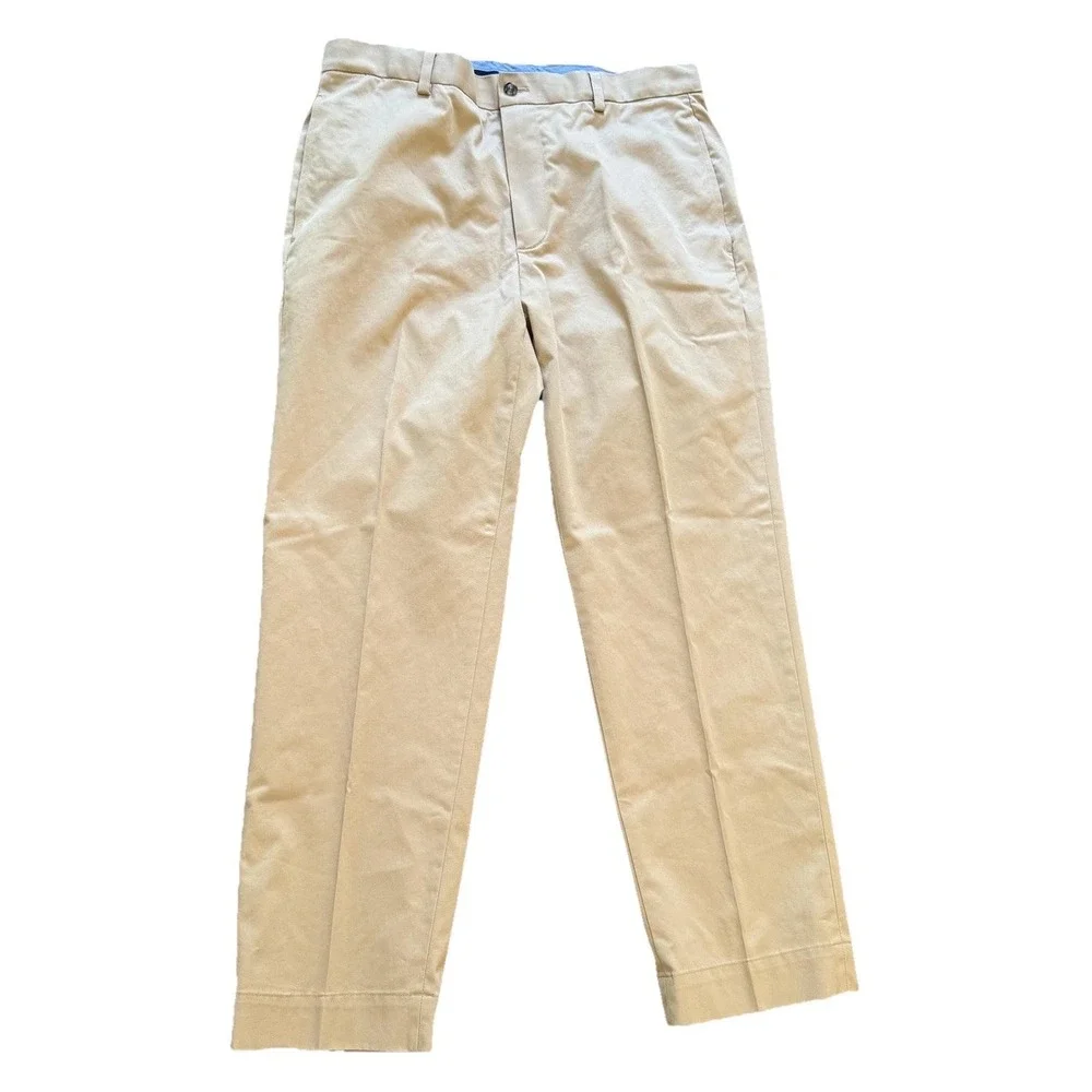 Brooks Brothers Advantage Chino Pants Mens 35x29 Khaki Tan Stretch Clark Fit